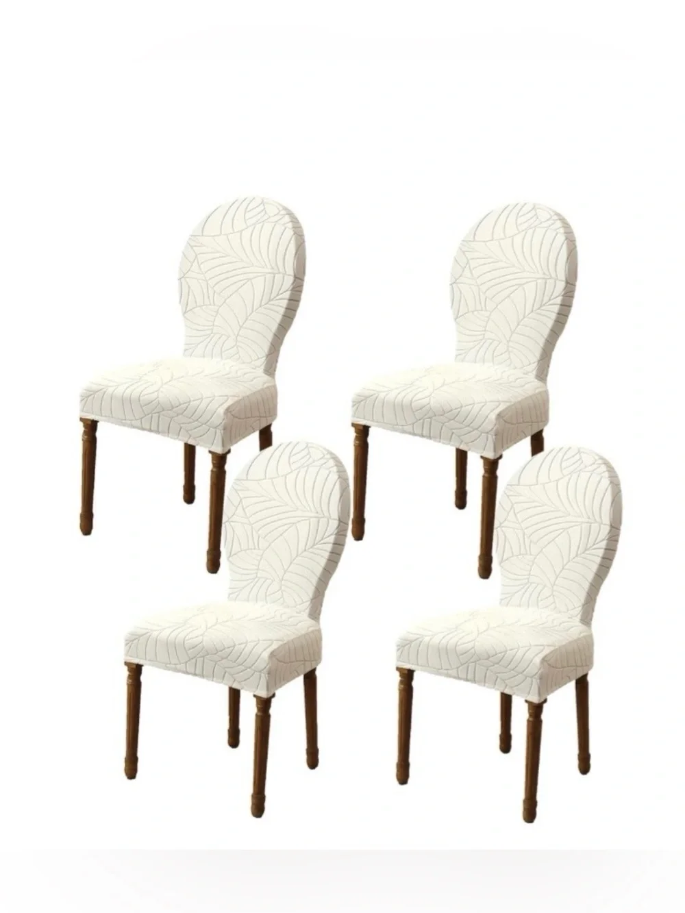 French Country Round Dining Chair Covers Wrinkle-Free Washable (4-pack) WHITE